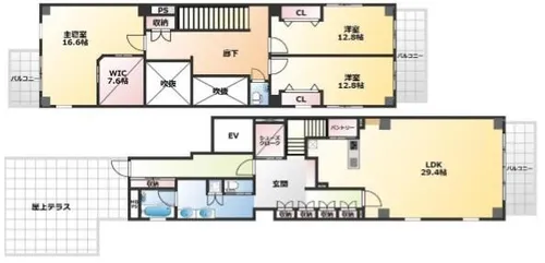 兵庫県西宮市本町【マンション】の間取り