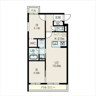 ALTUS南平岸【201号室】の間取り