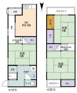 大阪府豊中市庄内栄町2丁目【テラスハウス】の間取り