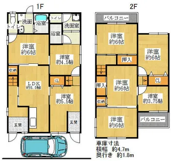 大阪府枚方市上島町【一戸建】の間取り