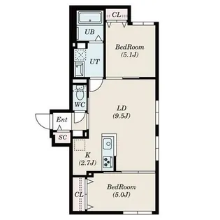S-RESIDENCE南郷South【206号室】の間取り