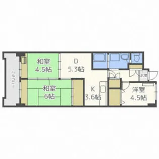 アルファ創成川公園【606号室】の間取り