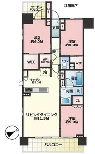 シティハウス植田【6階】の間取り