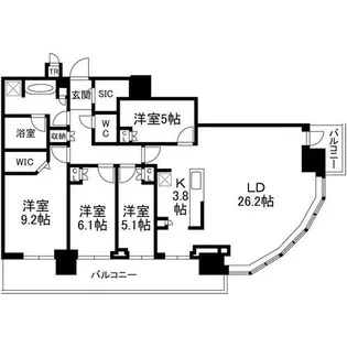 北海道札幌市北区北八条西1丁目【マンション】の間取り