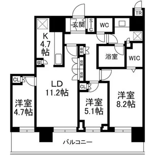 北海道札幌市北区北八条西1丁目【マンション】の間取り