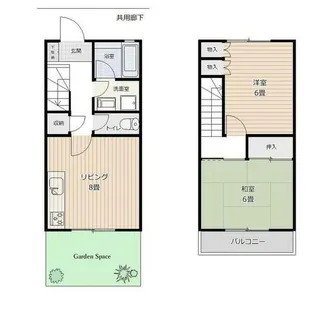 京都府京都市下京区西新屋敷中堂寺町【テラスハウス】の間取り