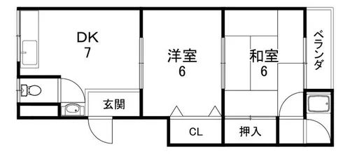 京都府向日市鶏冠井町大極殿【マンション】の間取り