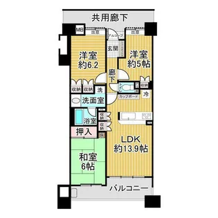 大阪府泉佐野市市場西3丁目【マンション】の間取り