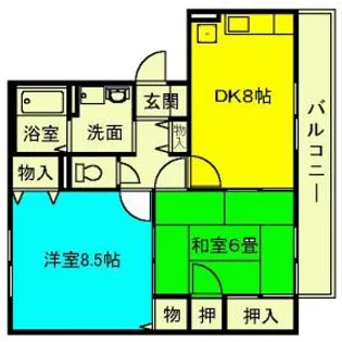 ハイカムール木下【2階】の間取り