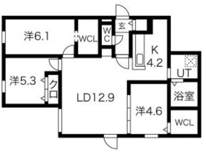 Livease Yamanote【1階】の間取り
