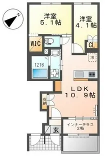 テラス・ド・ラ・フォレ【105号室】の間取り