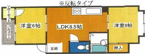 大阪府大阪市東成区大今里南3丁目【マンション】の間取り