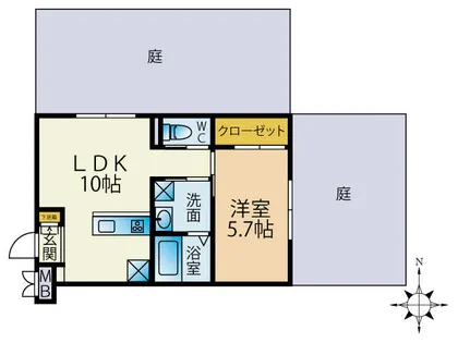 桂ドミール【104号室】の間取り
