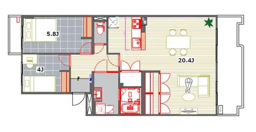 北九州市住宅供給公社 ルワージュ久岐の浜【2-401号室】の間取り