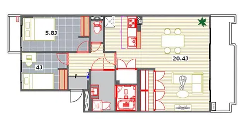 北九州市住宅供給公社 ルワージュ久岐の浜【2-401号室】の間取り