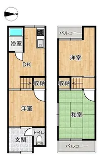大阪府四條畷市南野4丁目【テラスハウス】の間取り