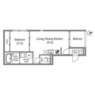Smart Tree 伏見【0102号室】の間取り