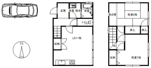 奈良県御所市大字元町【一戸建】の間取り