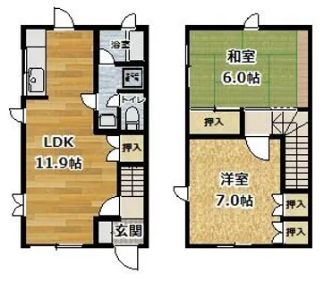 京都府宇治市木幡北畠【アパート】の間取り