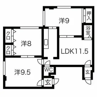 北海道札幌市白石区本郷通11丁目南【マンション】の間取り
