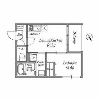 1DKの間取り画像