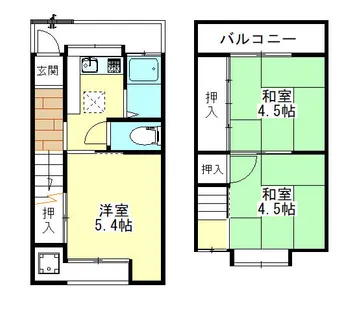 兵庫県伊丹市船原2丁目【テラスハウス】の間取り
