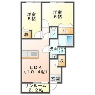 ロータス川宮2【106号室】の間取り