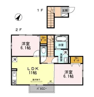 ラーク木幡【201号室】の間取り