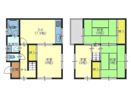 竹田メゾネット【1号室】の間取り