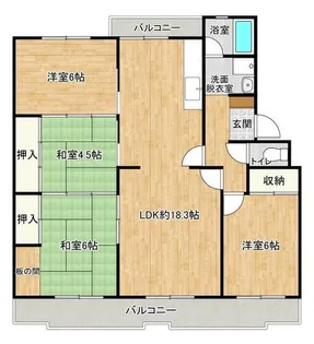 奈多団地7棟【506号室】の間取り