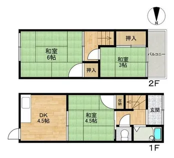 大阪府大阪市城東区今福南3丁目【テラスハウス】の間取り