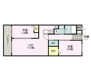 福岡県福津市花見の里3丁目【マンション】の間取り