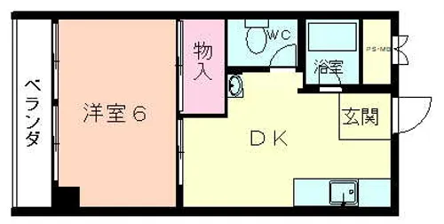 谷九ハイツ【6階】の間取り