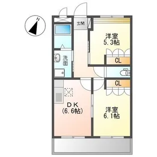 ハッピーヴィラ神野々【1階】の間取り