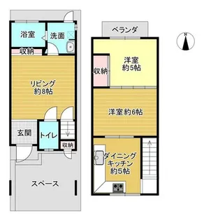 京都府京都市山科区川田菱尾田【テラスハウス】の間取り