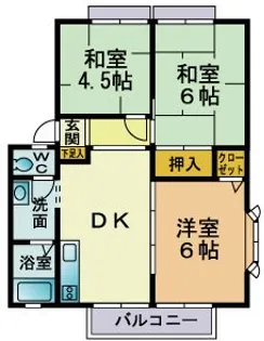 サンビレッジ横代A棟【2階】の間取り