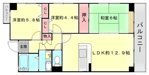 六甲クローネ【8階】の間取り