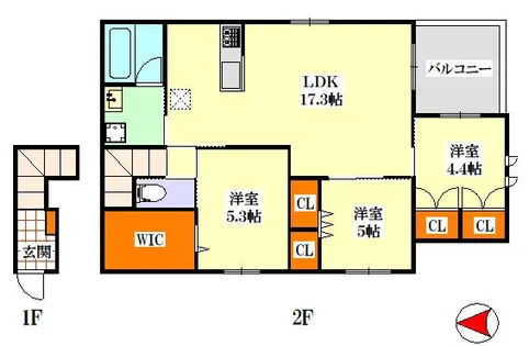 大阪府東大阪市足代1丁目【マンション】の間取り