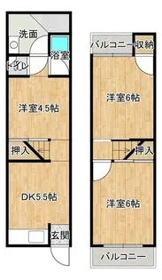 大阪府寝屋川市木田元宮2丁目【テラスハウス】の間取り