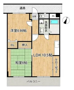 サンコスモス京良城【302号室】の間取り