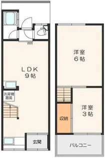 大阪府豊中市原田元町1丁目【テラスハウス】の間取り