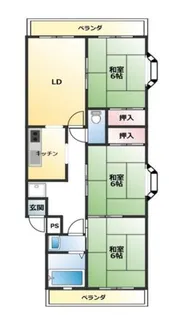 サンハイツ多井田【3階】の間取り