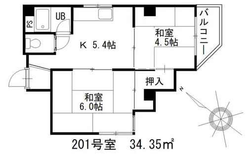 ミナトひまわりマンション【3階】の間取り