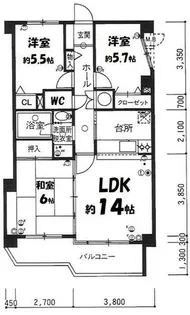 福岡県福岡市南区長丘4丁目【マンション】の間取り