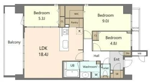 福岡県福岡市早良区百道1丁目【マンション】の間取り