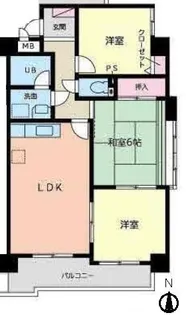 スリーシャイン大磯【701号室】の間取り