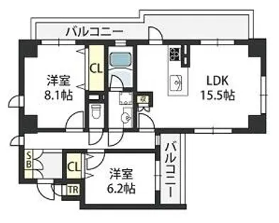 ルクシール伊丹【8階】の間取り