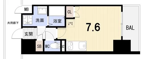 エスリード烏丸五条駅前【14階】の間取り
