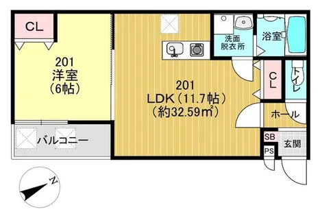 京都府京都市山科区椥辻西浦町【アパート】の間取り