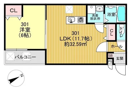 京都府京都市山科区椥辻西浦町【アパート】の間取り